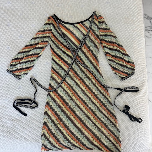 Missoni Open Back Criss Cross Belt Knit Dress, 3/4 sleeves, IT 42, Made in Italy - Picture 4 of 9